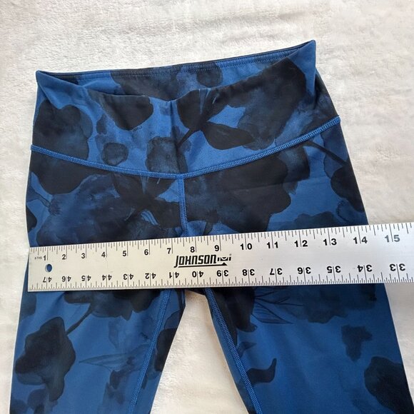 Lululemon Womens Blue Floral Print High-Rise Crop Leggings Size 4 Active Pants - Picture 6 of 8